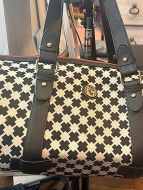 Spartina 449 Stoddard Cargo Duffle Bag Satchel Black & White